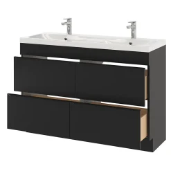 GoodHome Plan double vasque en résine blanc Mila 120 cm* Plan Double Vasque