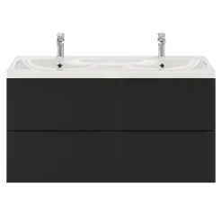 GoodHome Plan double vasque en résine blanc Mila 120 cm* Plan Double Vasque