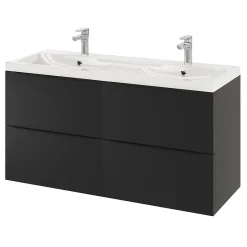 GoodHome Plan double vasque en résine blanc Mila 120 cm* Plan Double Vasque