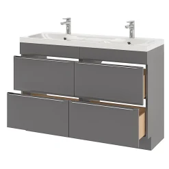 GoodHome Plan double vasque en résine blanc Mila 120 cm* Plan Double Vasque