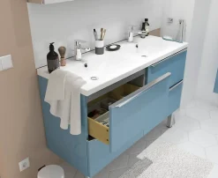 GoodHome Plan double vasque en résine blanc Mila 120 cm* Plan Double Vasque