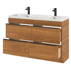 GoodHome Plan double vasque en résine blanc Mila 120 cm* Plan Double Vasque