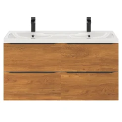 GoodHome Plan double vasque en résine blanc Mila 120 cm* Plan Double Vasque