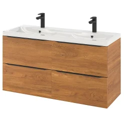 GoodHome Plan double vasque en résine blanc Mila 120 cm* Plan Double Vasque
