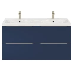 GoodHome Plan double vasque en résine blanc Mila 120 cm* Plan Double Vasque