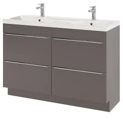 GoodHome Plan double vasque en résine blanc Mila 120 cm* Plan Double Vasque