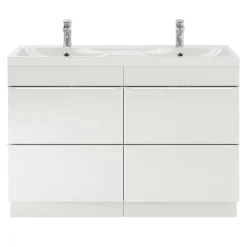 GoodHome Plan double vasque en résine blanc Mila 120 cm* Plan Double Vasque