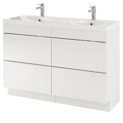 GoodHome Plan double vasque en résine blanc Mila 120 cm* Plan Double Vasque