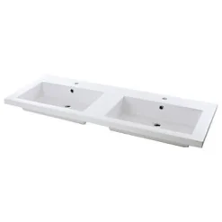 Cooke & Lewis Plan double vasque en résine blanc Belice 140 cm