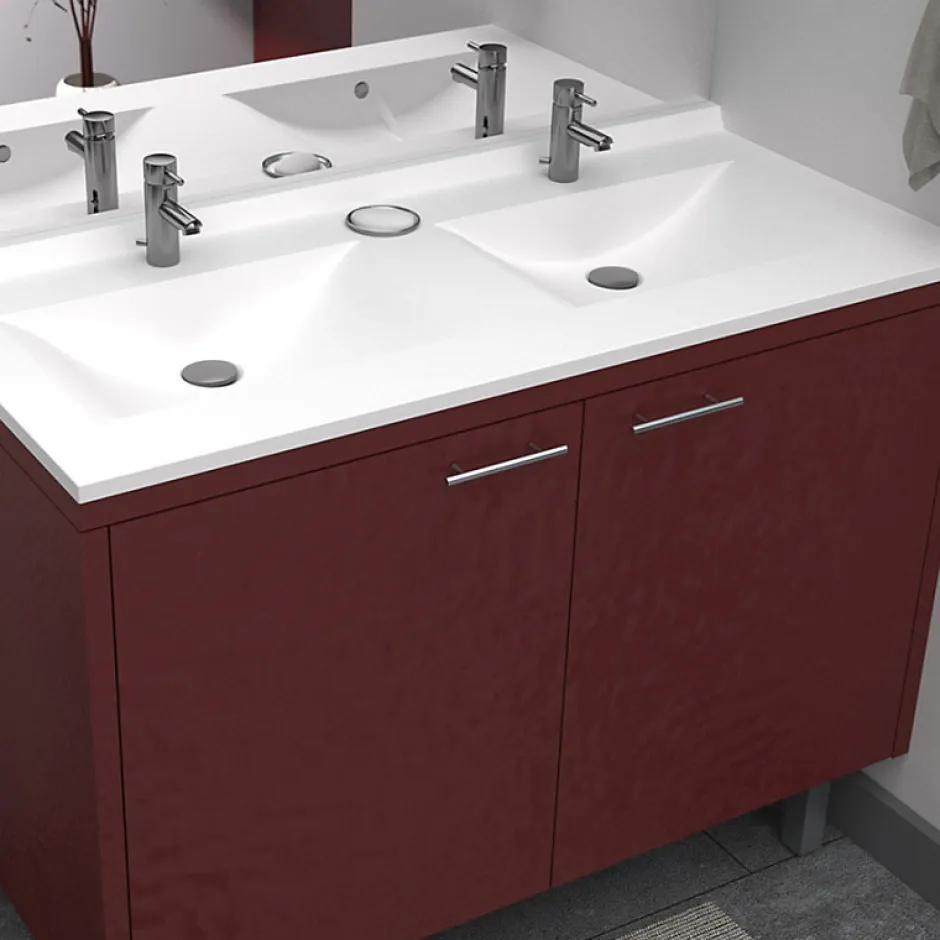 Cuisibane Plan double vasque en résine de synthèse RESIPLAN - 120 cm