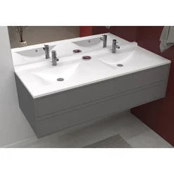 Cuisibane Plan double vasque en résine de synthèse RESIPLAN - 140 cm* Plan Double Vasque