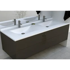 Cuisibane Plan double vasque en résine de synthèse RESIPLAN - 140 cm* Plan Double Vasque