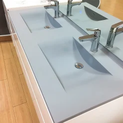 Cuisibane Plan double vasque en résine de synthèse gris RESIPLAN - 140 cm
