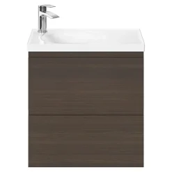 GoodHome Plan double vasque l.120 x P.45 cm en céramique avec plage de dépose au centre, blanc, Kentia