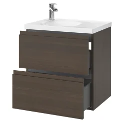 GoodHome Plan double vasque l.120 x P.45 cm en céramique avec plage de dépose au centre, blanc, Kentia