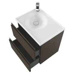 GoodHome Plan double vasque l.120 x P.45 cm en céramique avec plage de dépose au centre, blanc, Kentia