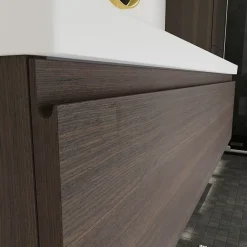 GoodHome Plan double vasque l.120 x P.45 cm en céramique avec plage de dépose au centre, blanc, Kentia