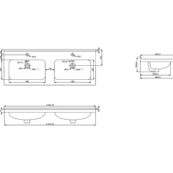 GoodHome Plan double vasque l.120 x P.45 cm en céramique avec plage de dépose au centre, blanc, Kentia