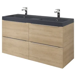 GoodHome Plan double vasque noir Mila 120 cm* Plan Double Vasque