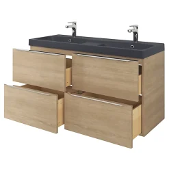 GoodHome Plan double vasque noir Mila 120 cm* Plan Double Vasque
