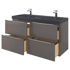 GoodHome Plan double vasque noir Mila 120 cm* Plan Double Vasque