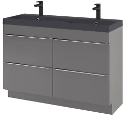 GoodHome Plan double vasque noir Mila 120 cm* Plan Double Vasque