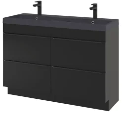 GoodHome Plan double vasque noir Mila 120 cm* Plan Double Vasque