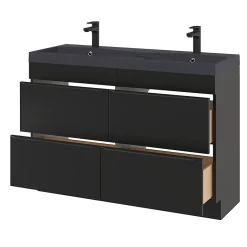 GoodHome Plan double vasque noir Mila 120 cm* Plan Double Vasque