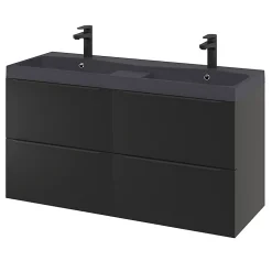 GoodHome Plan double vasque noir Mila 120 cm* Plan Double Vasque
