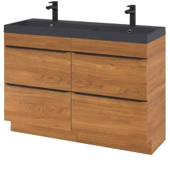 GoodHome Plan double vasque noir Mila 120 cm* Plan Double Vasque