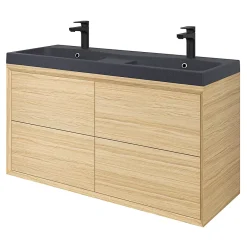 GoodHome Plan double vasque noir Mila 120 cm* Plan Double Vasque