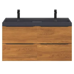 GoodHome Plan double vasque noir Mila 120 cm* Plan Double Vasque