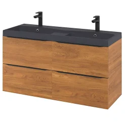 GoodHome Plan double vasque noir Mila 120 cm* Plan Double Vasque