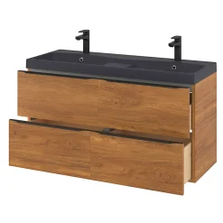 GoodHome Plan double vasque noir Mila 120 cm* Plan Double Vasque