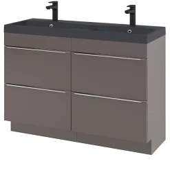 GoodHome Plan double vasque noir Mila 120 cm* Plan Double Vasque