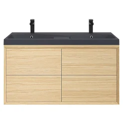 GoodHome Plan double vasque noir Mila 120 cm* Plan Double Vasque