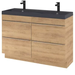 GoodHome Plan double vasque noir Mila 120 cm* Plan Double Vasque