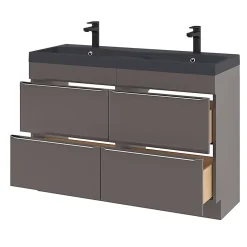 GoodHome Plan double vasque noir Mila 120 cm* Plan Double Vasque