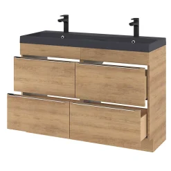 GoodHome Plan double vasque noir Mila 120 cm* Plan Double Vasque