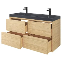 GoodHome Plan double vasque noir Mila 120 cm* Plan Double Vasque
