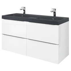 GoodHome Plan double vasque noir Mila 120 cm* Plan Double Vasque