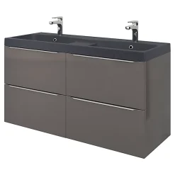 GoodHome Plan double vasque noir Mila 120 cm* Plan Double Vasque