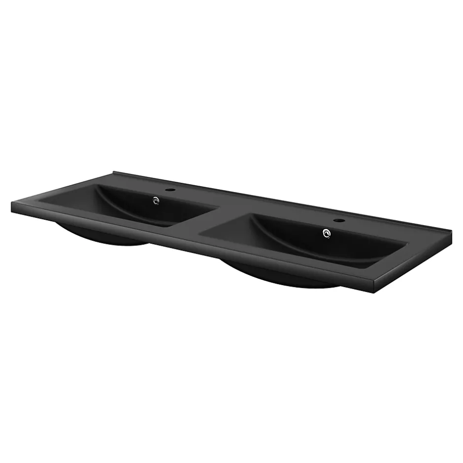 GoodHome Plan double vasque noir Nira 120 cm