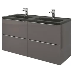 GoodHome Plan double vasque noir Nira 120 cm