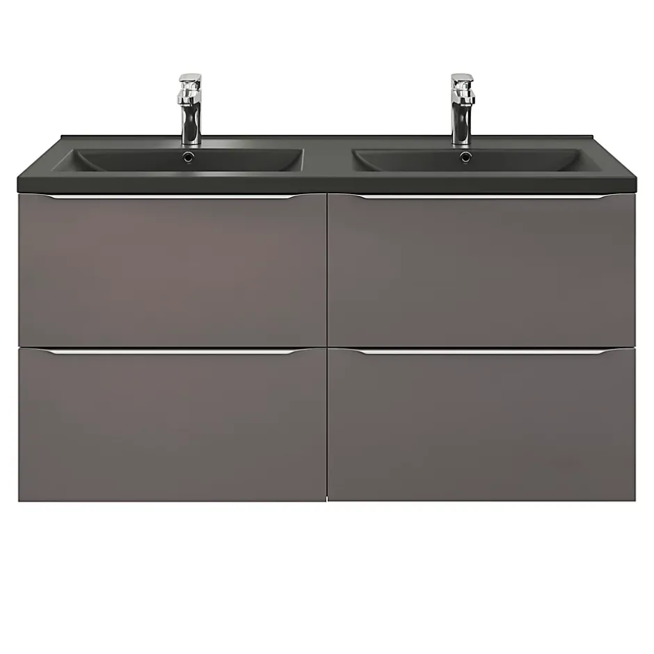 GoodHome Plan double vasque noir Nira 120 cm