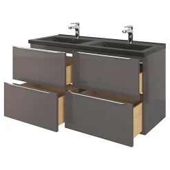 GoodHome Plan double vasque noir Nira 120 cm