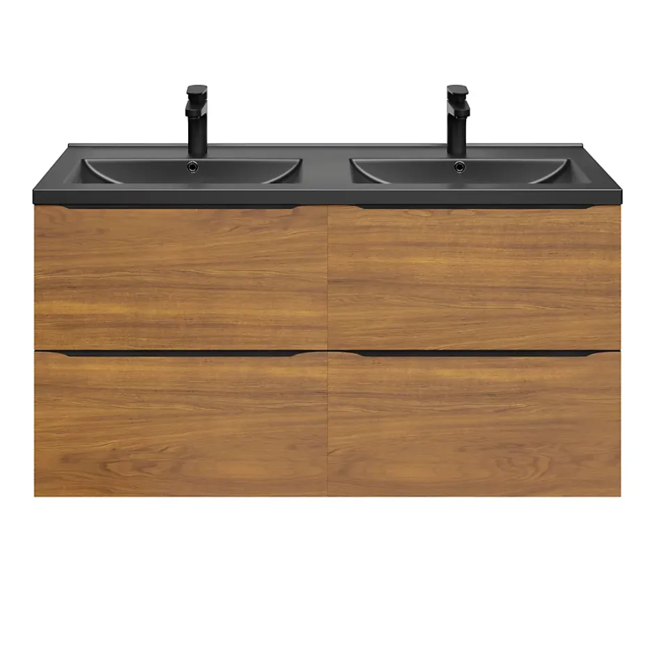 GoodHome Plan double vasque noir Nira 120 cm