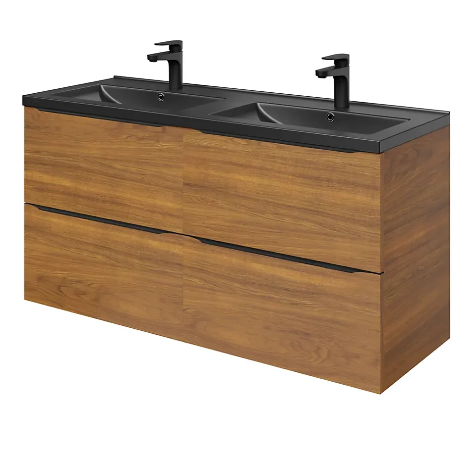 GoodHome Plan double vasque noir Nira 120 cm