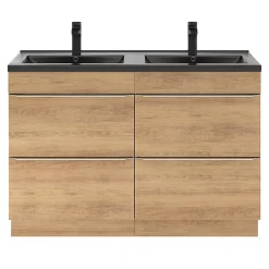GoodHome Plan double vasque noir Nira 120 cm