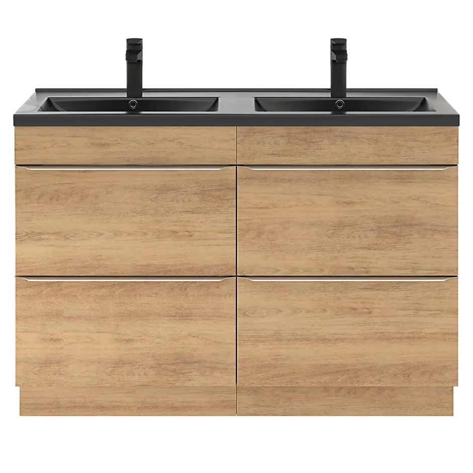 GoodHome Plan double vasque noir Nira 120 cm